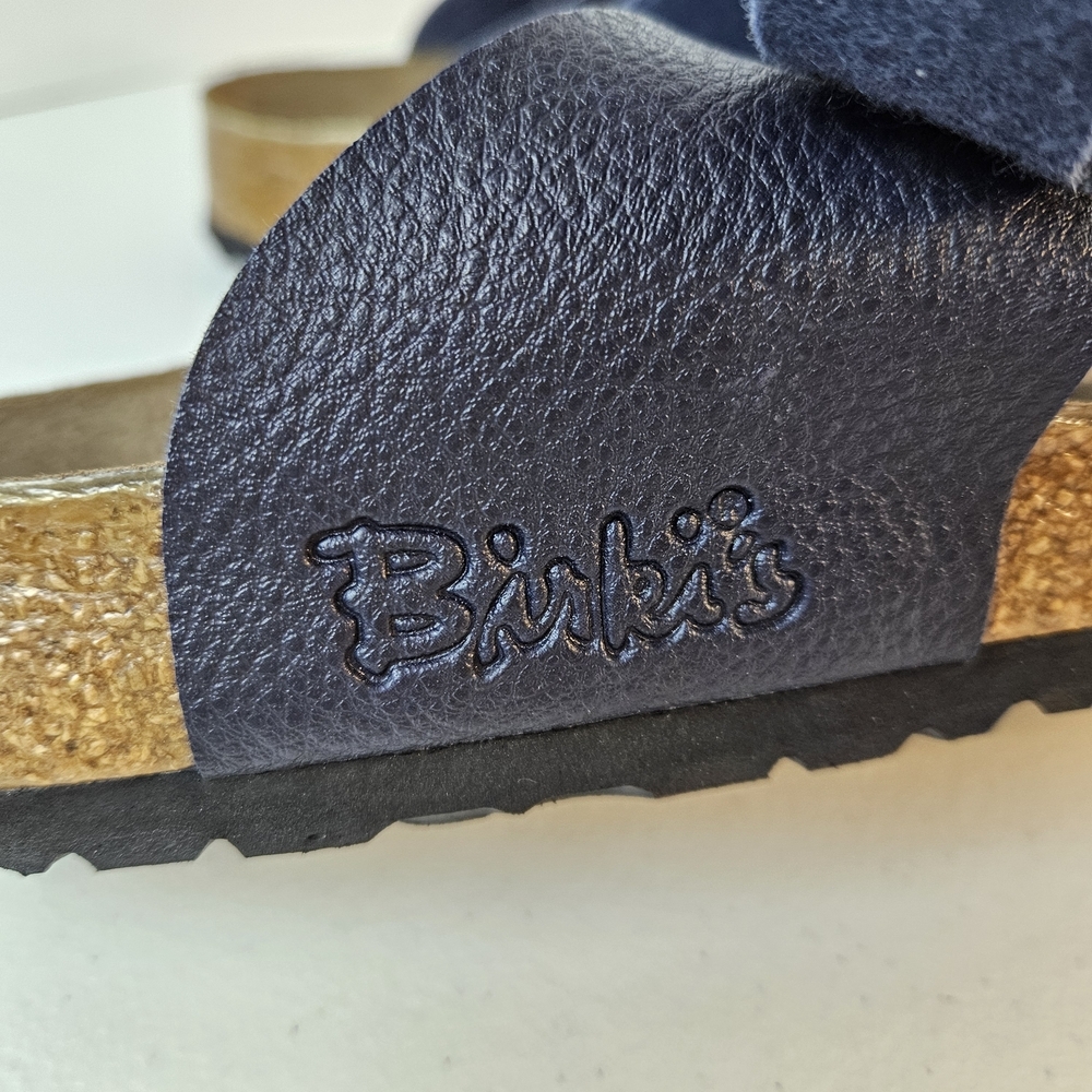 Birki's Birkenstock Mens Navy Blue Leather Sandals Size 12 - Picture 3 of 9